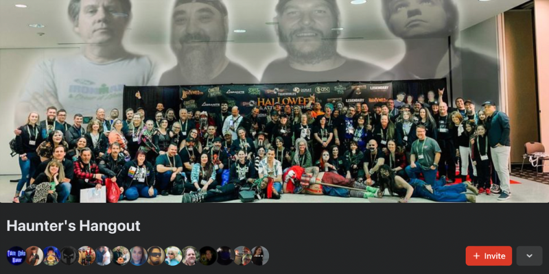 Screenshot of the "Haunter's Hangout" Facebook cover image