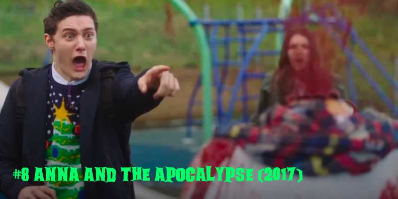 freaked out man pointing at headless body spurting blood