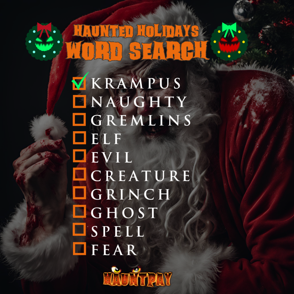 Answer key for HauntPay's haunted holiday word search puzzle