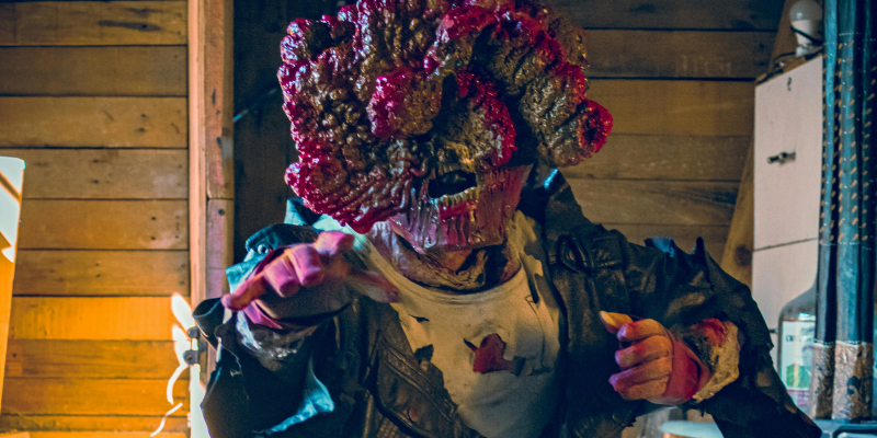 Cordyceps zombie cosplay in abandoned workshop
