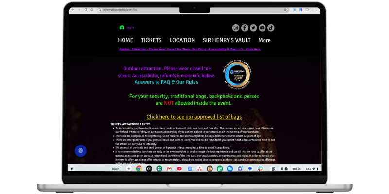 Sir Henry's Haunted Trail FAQ Mockup