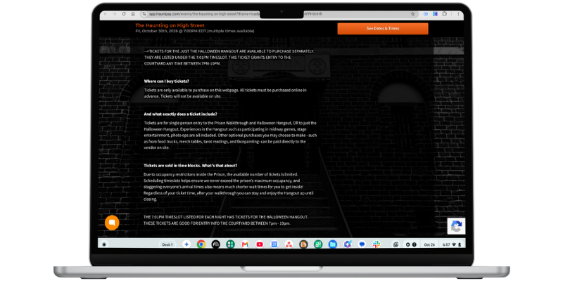 The Haunting on High Street FAQ Mockup